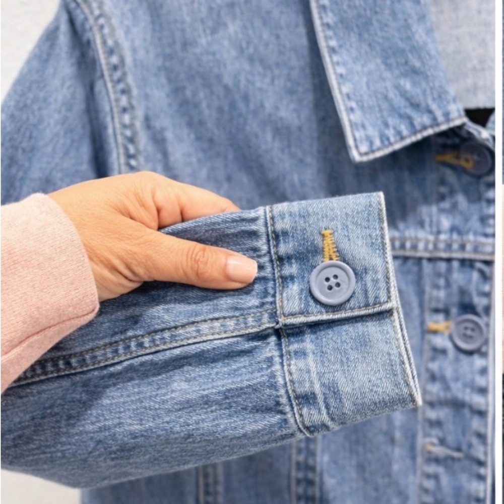 Valerie Stevens 100% Cotton Light Blue Denim Button-Front Jacket L - Picture 7 of 9